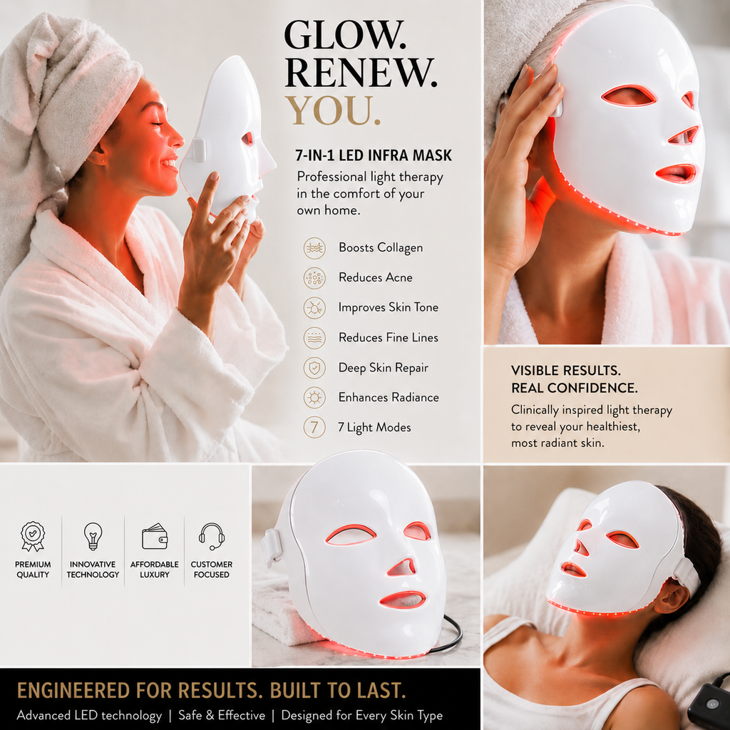 Skinwave Pro LED Gezichtsmasker – 7-in-1 Beauty & Herstel